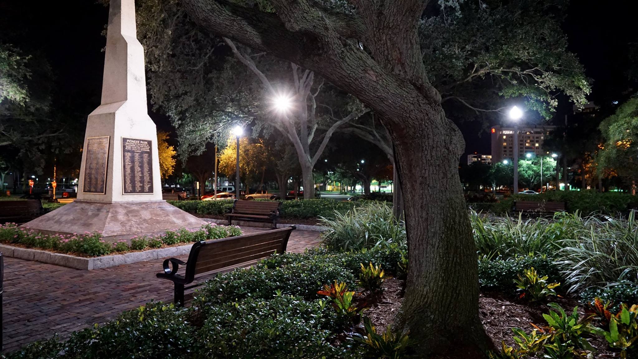 Pioneer Park in St. Petersburg, FL at Night